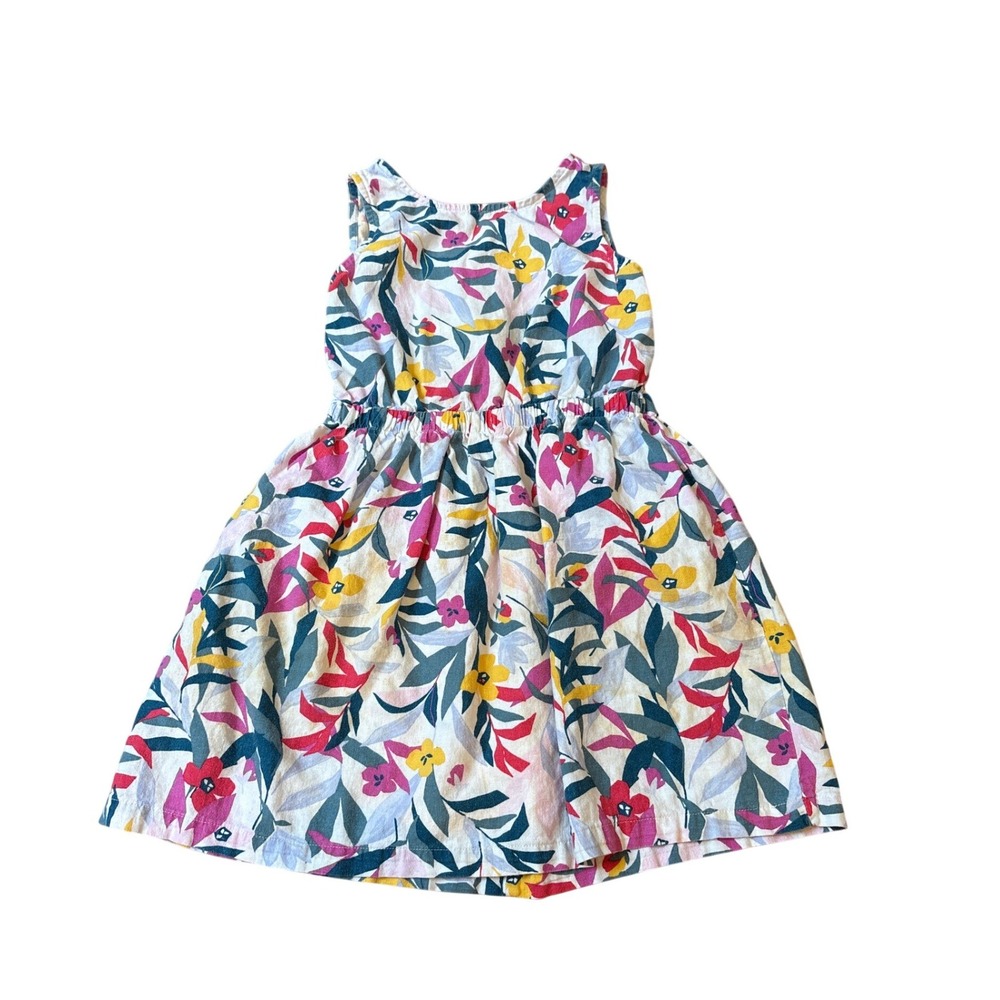 Carter's Floral Dress‎ Kids Multi-Color Linen Blend Cutout Back SIZE 6/6x